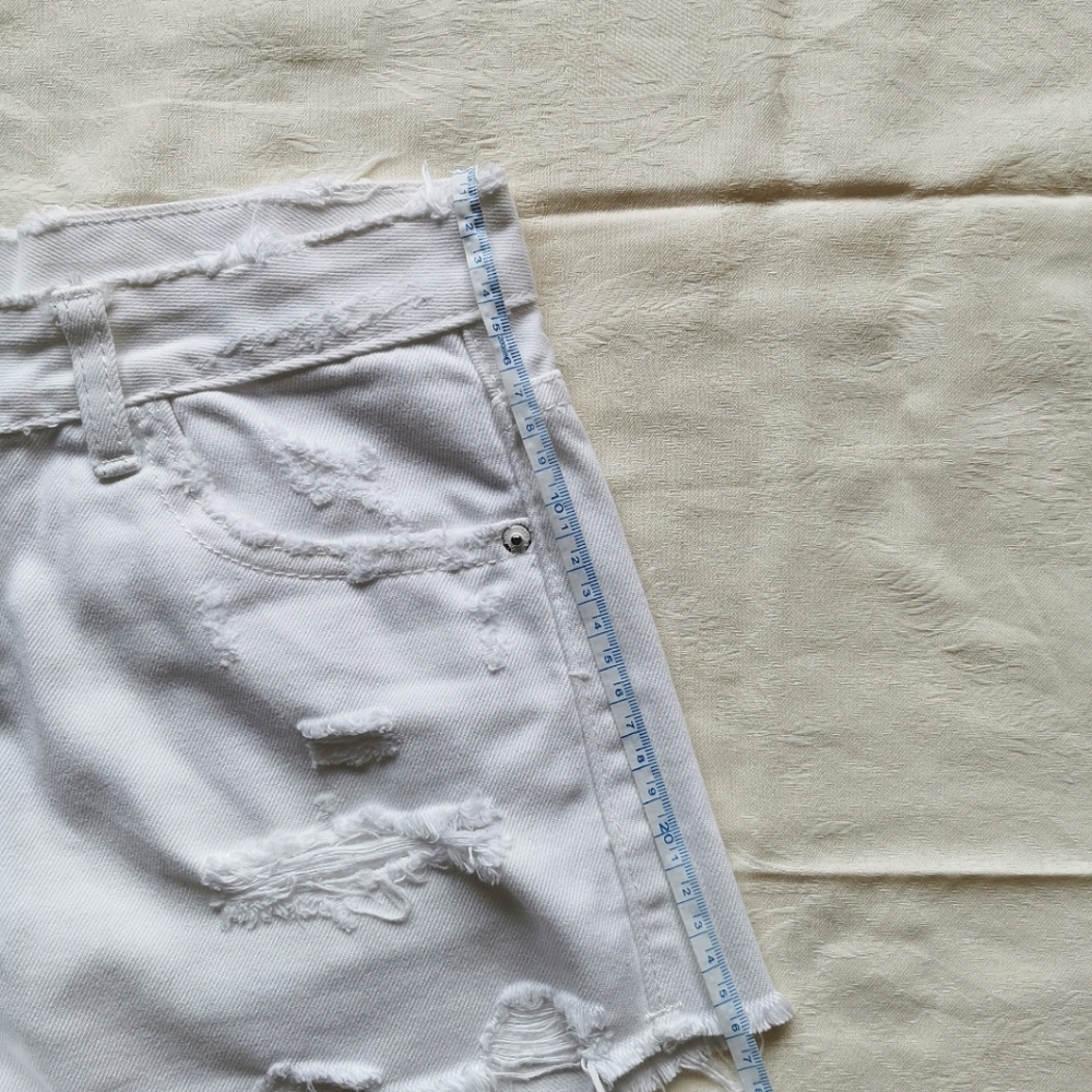 White distressed jean shorts. - Picture 5 of 6